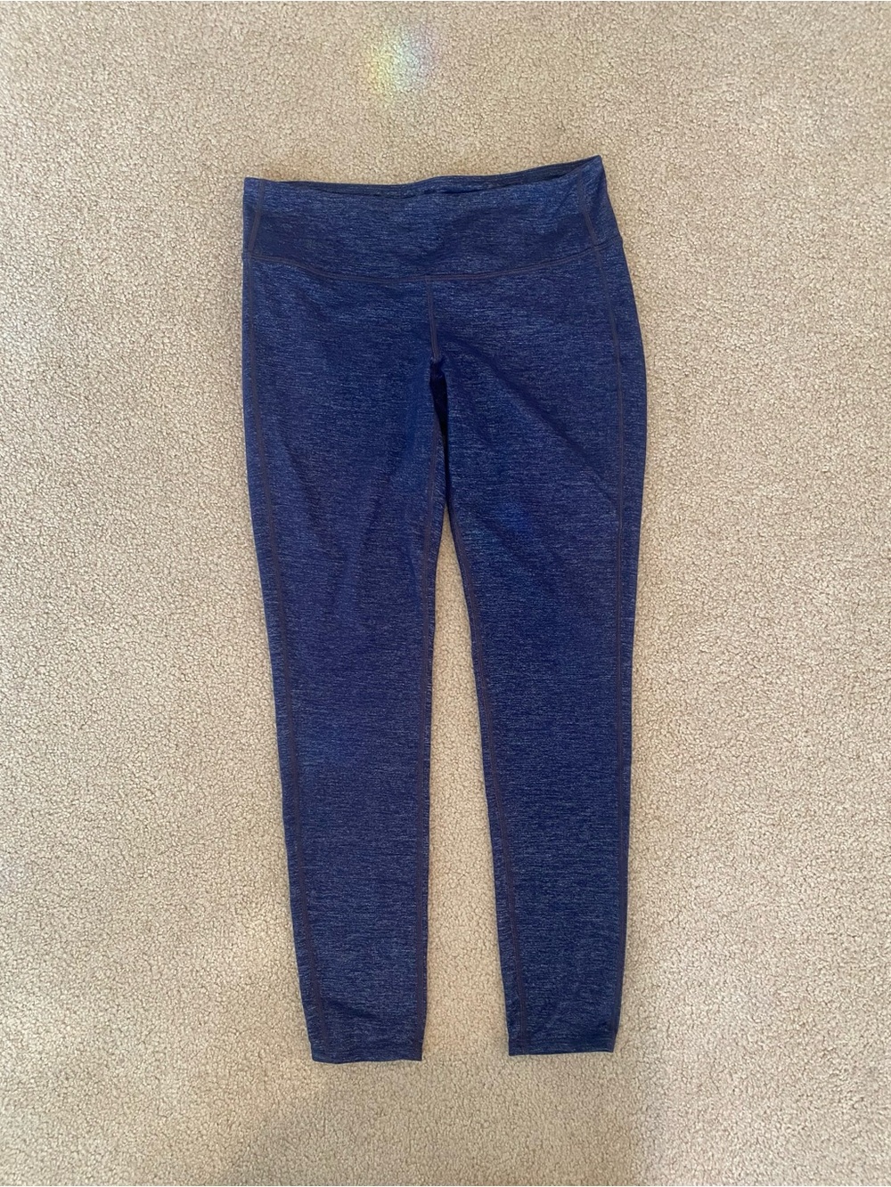 Athleta Heathered Blue Ankle Leggings Knit Logo Accent Size M Women